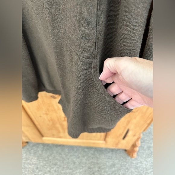 Cable & Gauge Open Front Cardigan Olive Green Size Medium - Picture 5 of 10